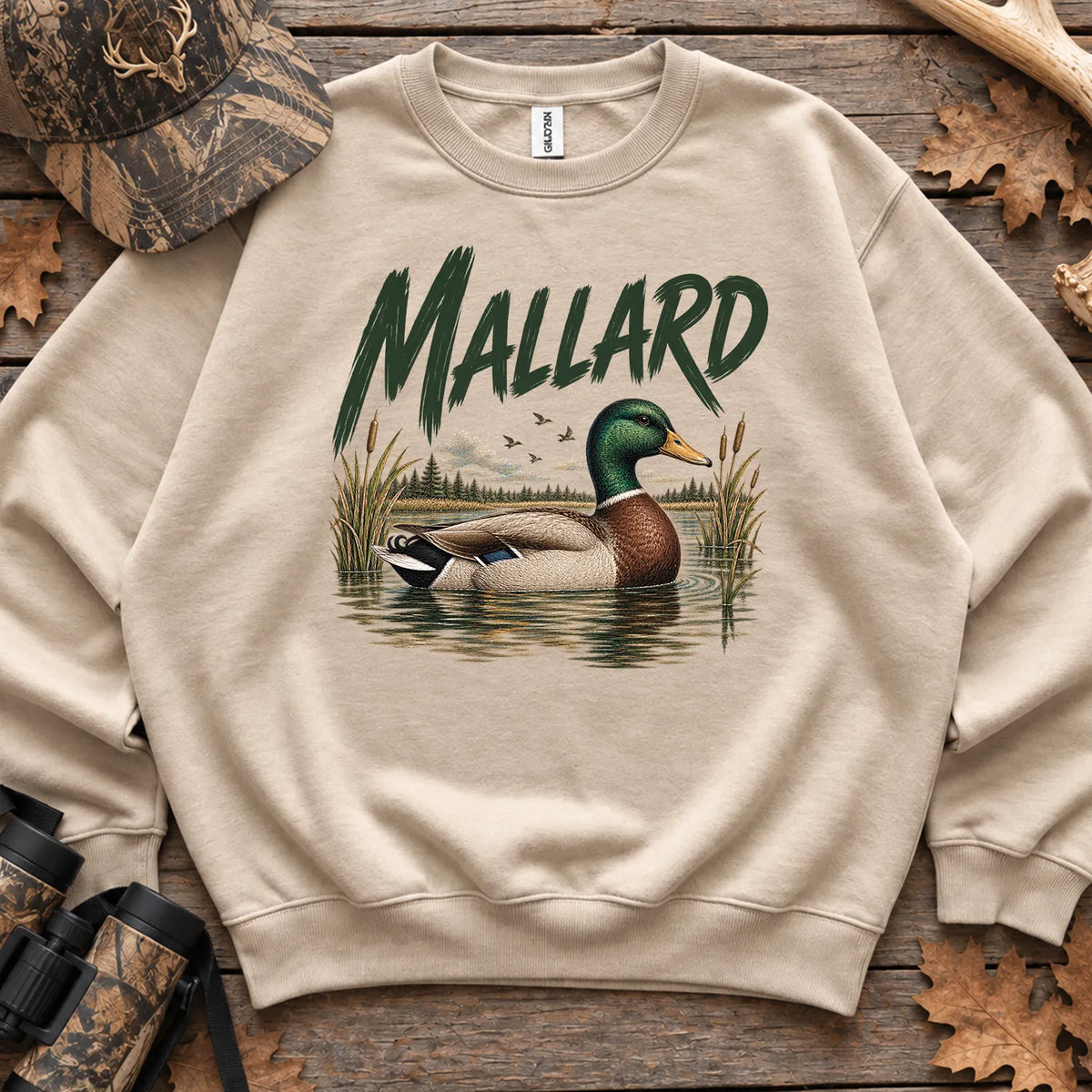 Mallard Waterfowl Scene Sweatshirt in Sand