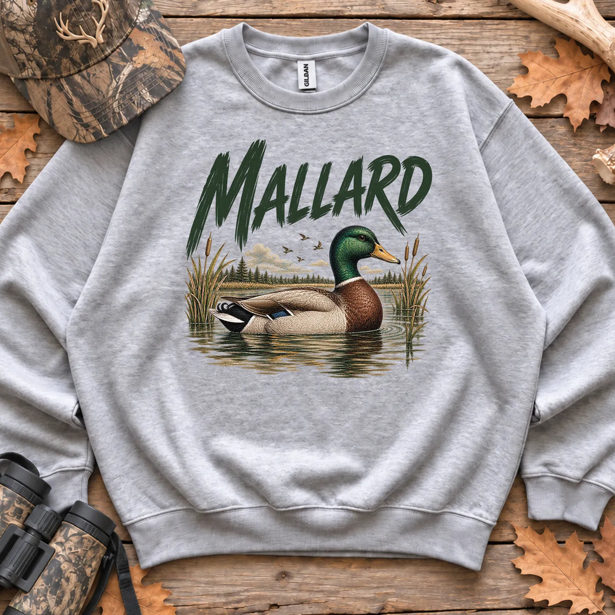 Mallard Waterfowl Scene Sweatshirt in Sport Grey
