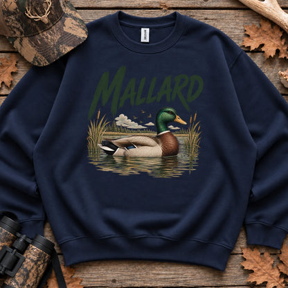 Mallard Waterfowl Scene Sweatshirt in Navy