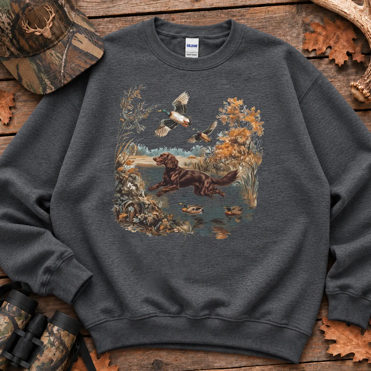 Mallards Autumn Marsh Sweatshirt in Dark Heather