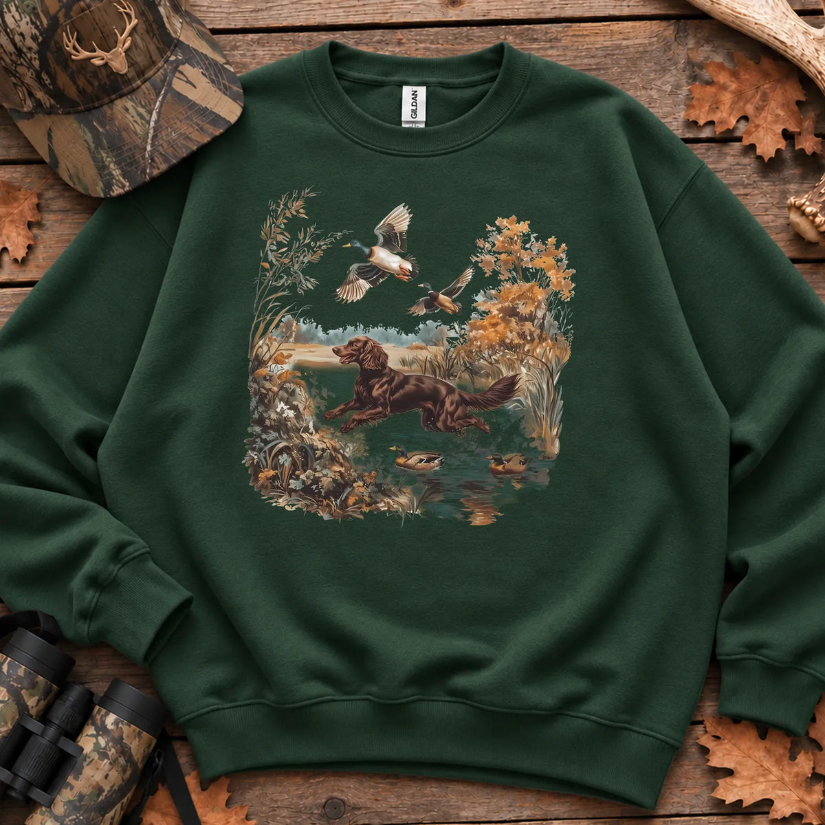 Mallards Autumn Marsh Sweatshirt in Forest Green