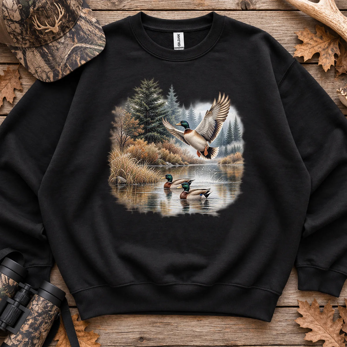 Mallards Fall Pond Sweatshirt in Black
