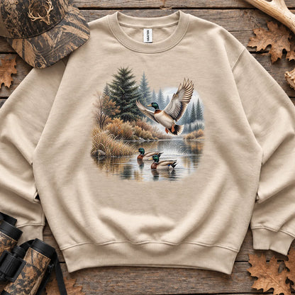 Mallards Fall Pond Sweatshirt in Sand