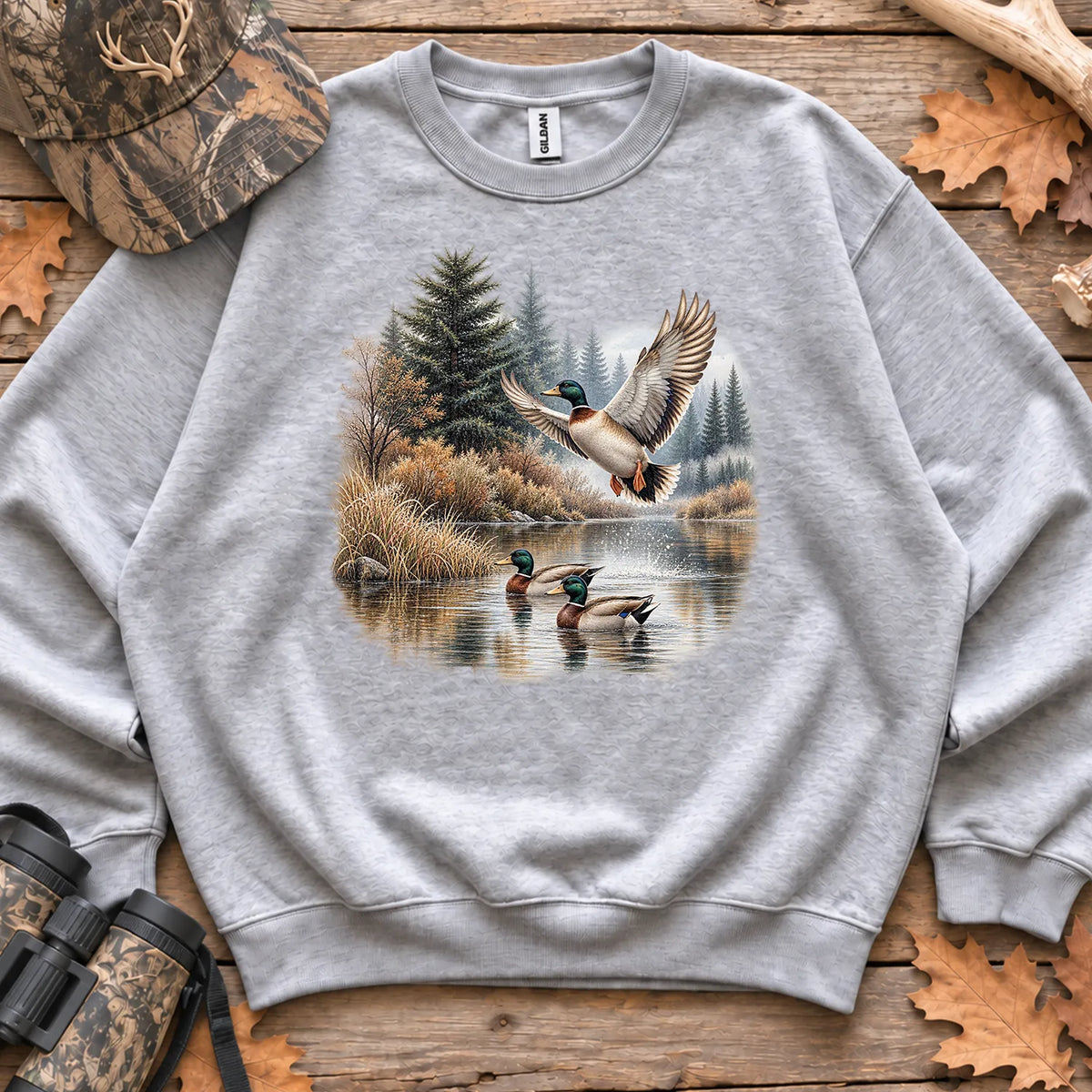 Mallards Fall Pond Sweatshirt in Sport Grey
