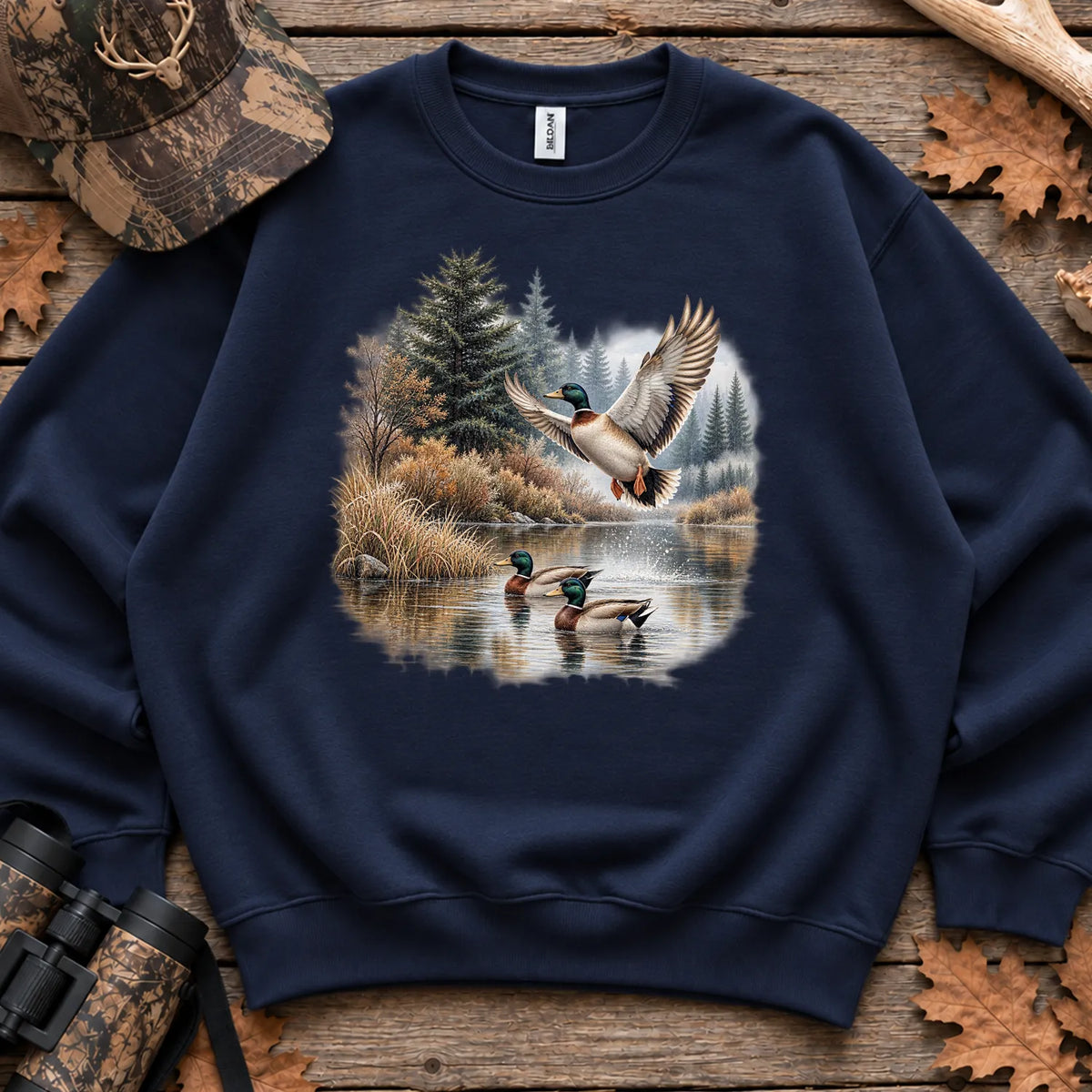 Mallards Fall Pond Sweatshirt in Navy