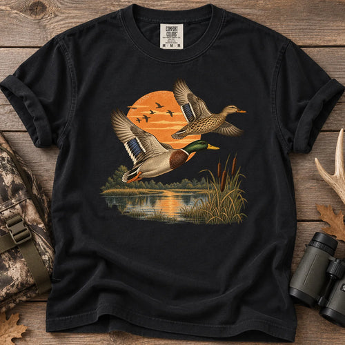 Mallards Sunset Pond T-Shirt in Black