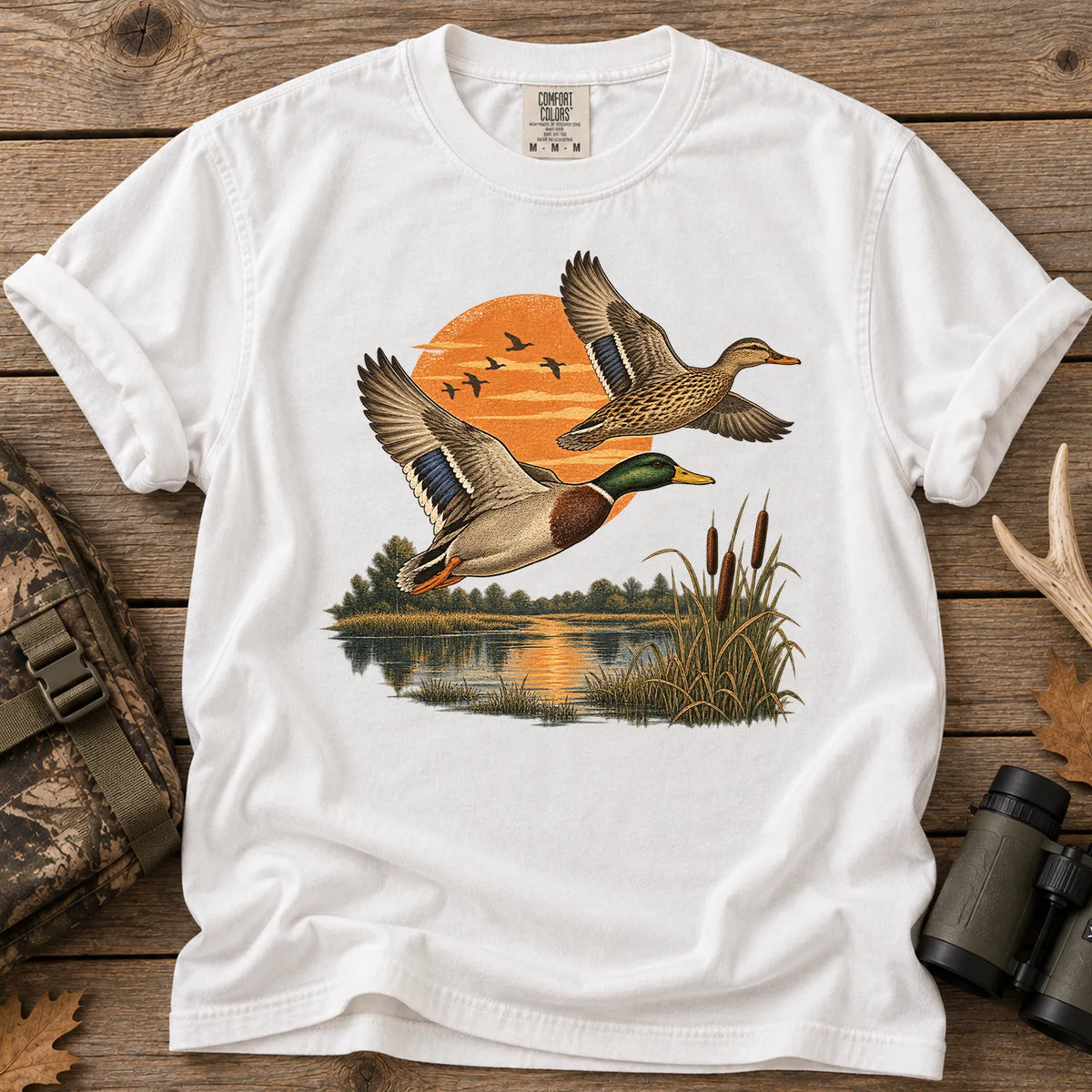 Mallards Sunset Pond T-Shirt in White