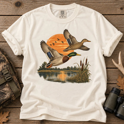 Mallards Sunset Pond T-Shirt in Ivory
