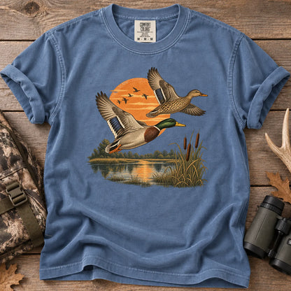 Mallards Sunset Pond T-Shirt in Blue Jean