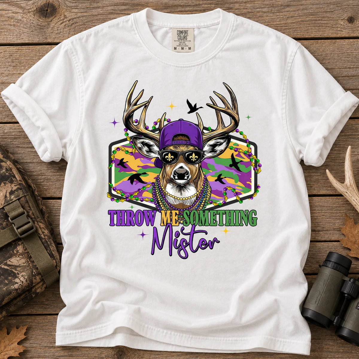 Mardi Gras Buck T-Shirt in White