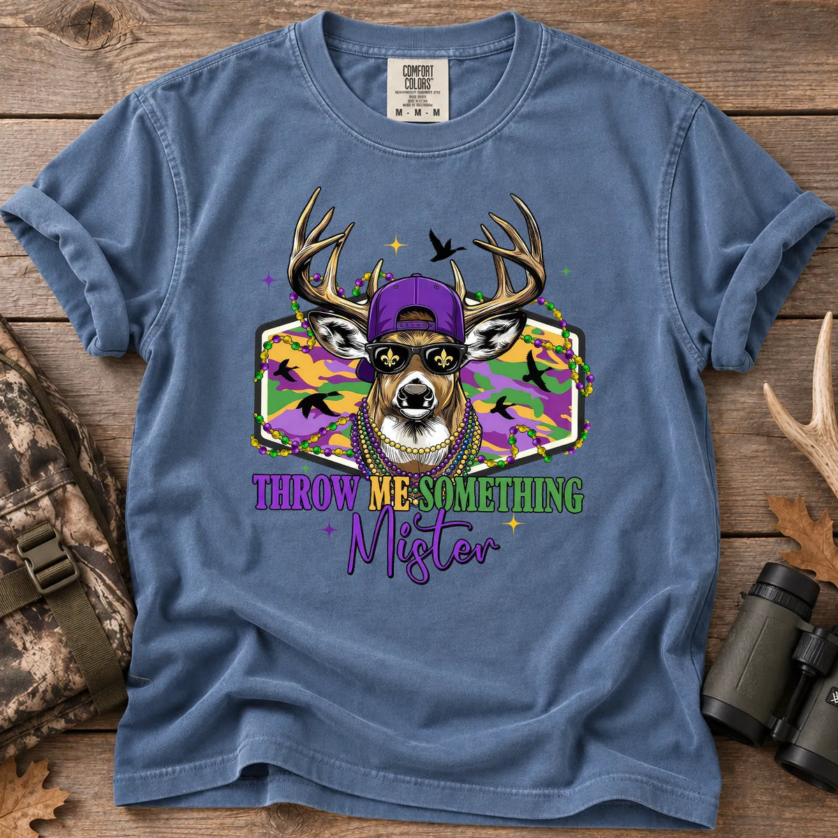 Mardi Gras Buck T-Shirt in Blue Jean