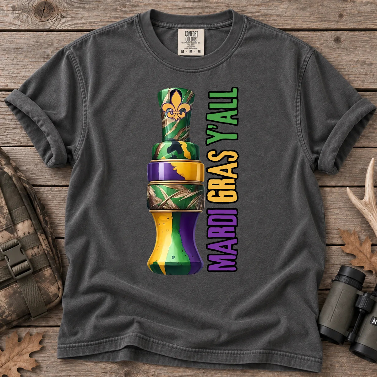 Mardi Gras Y'all Duck T-Shirt in Pepper