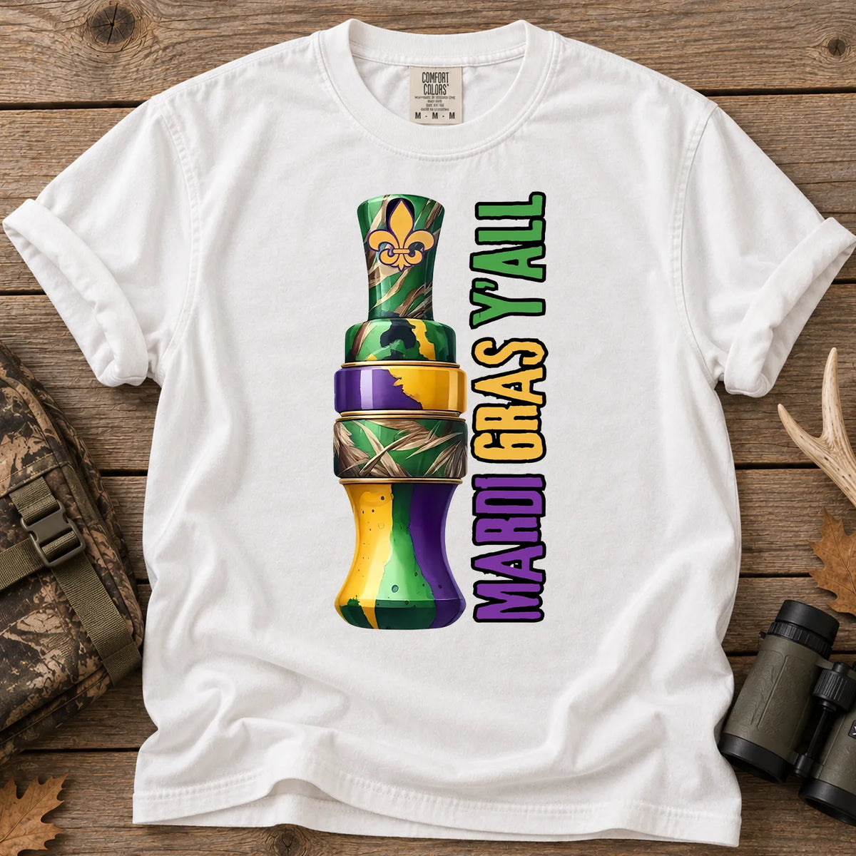 Mardi Gras Y'all Duck T-Shirt in White