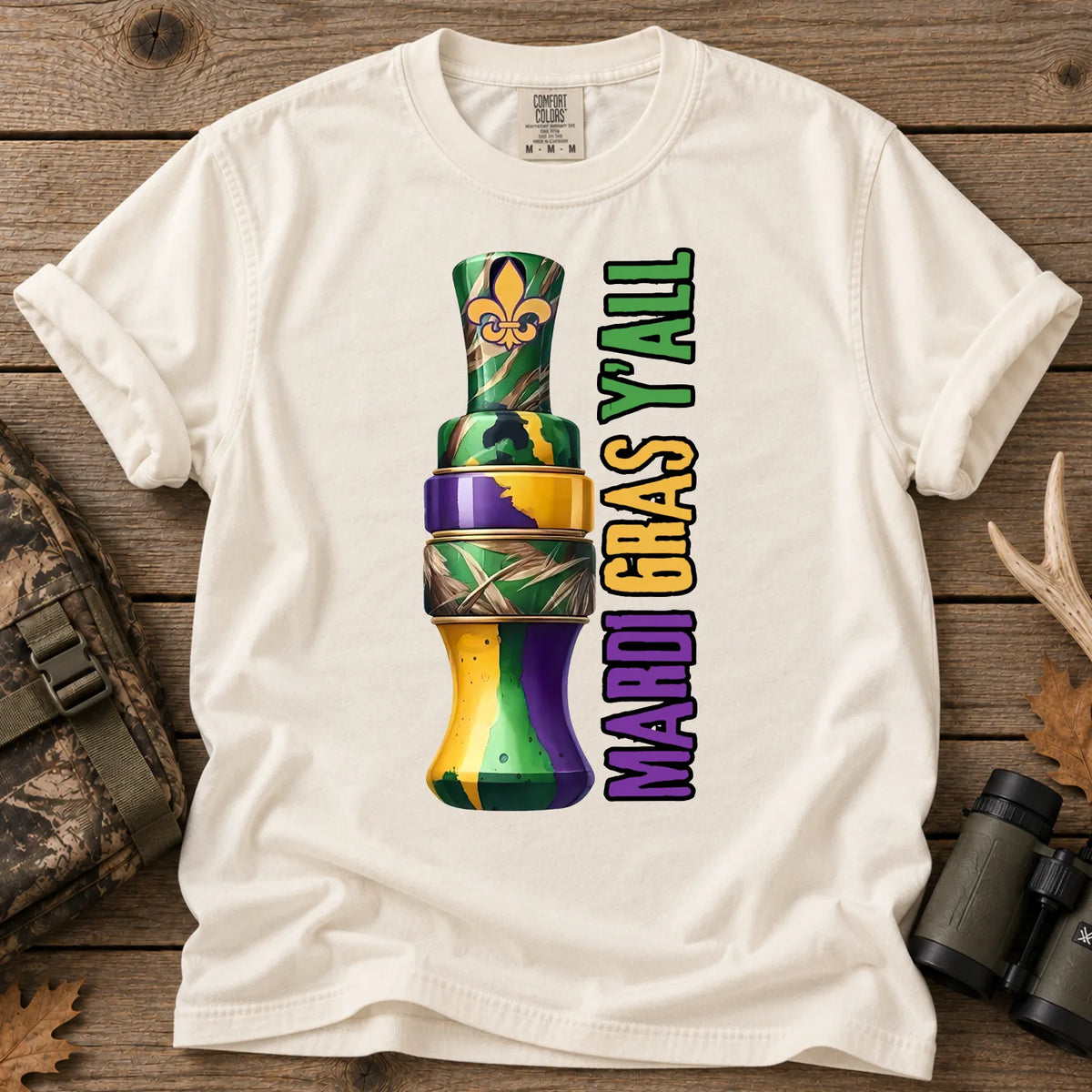 Mardi Gras Y'all Duck T-Shirt in Ivory