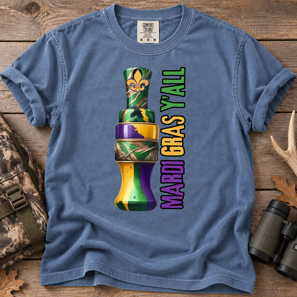 Mardi Gras Y'all Duck T-Shirt in Blue Jean