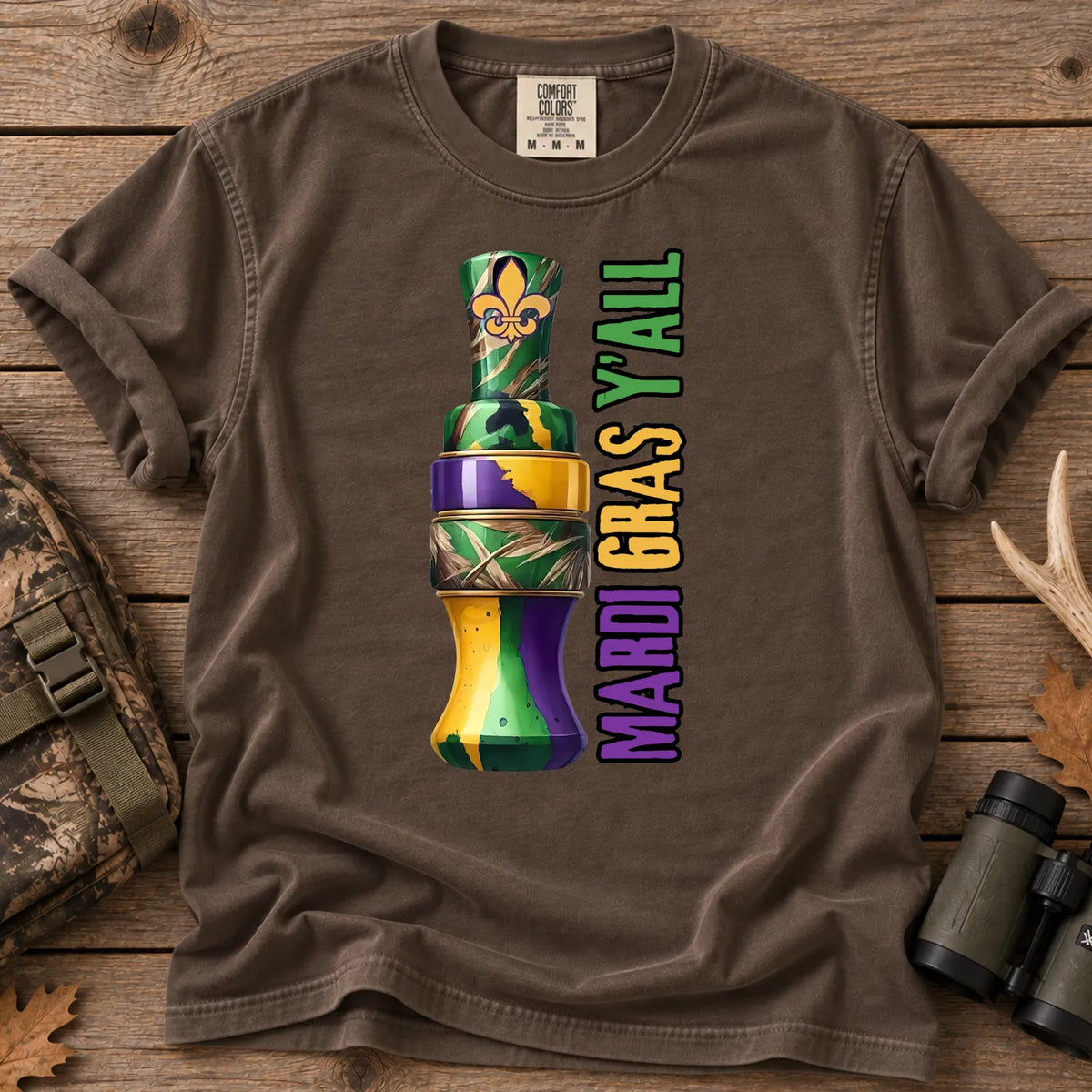 Mardi Gras Y'all Duck T-Shirt in Espresso