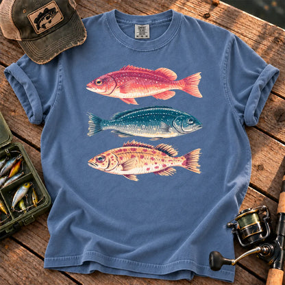 Marine Fish Trio T-Shirt in Blue Jean