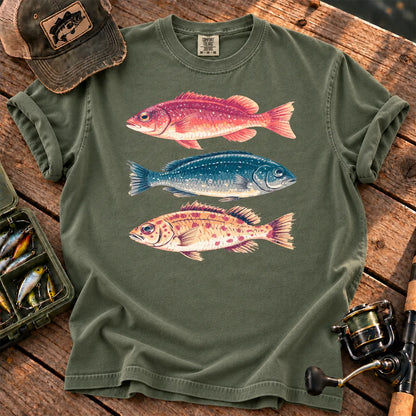 Marine Fish Trio T-Shirt in Moss