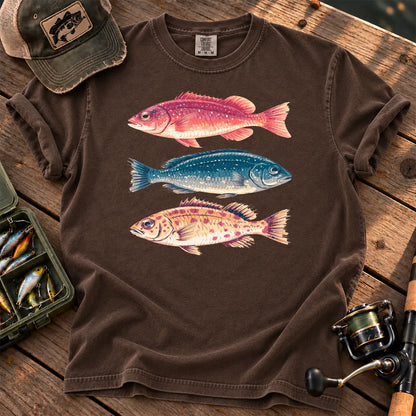 Marine Fish Trio T-Shirt in Espresso