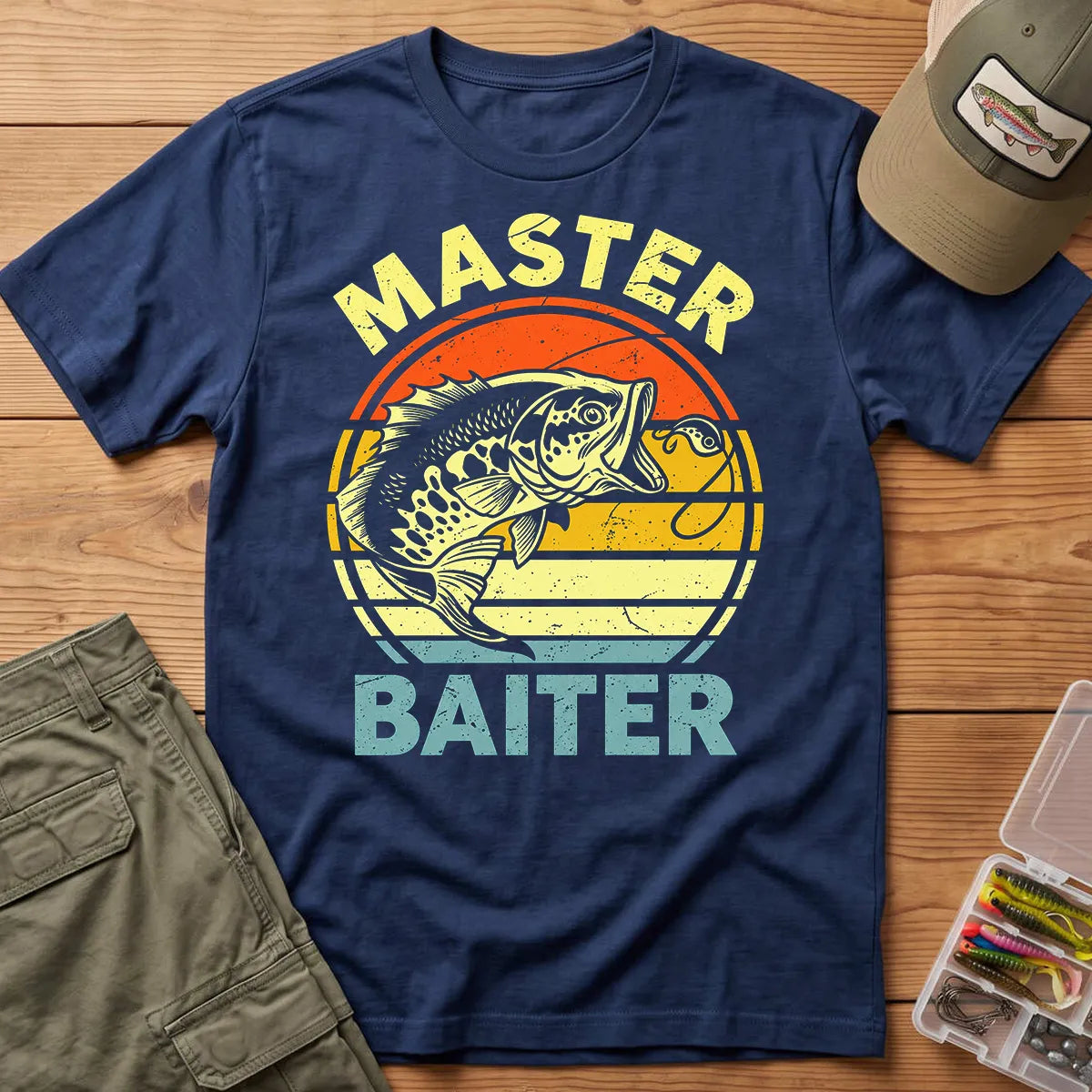 Master Baiter Fishing T-Shirt in Navy