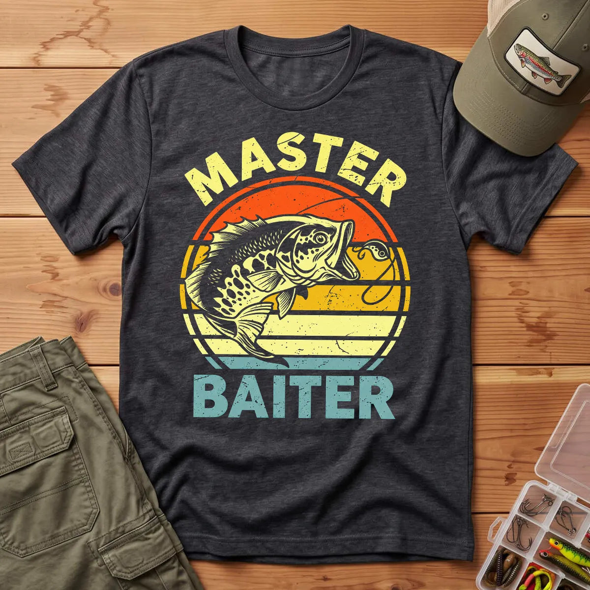 Master Baiter Fishing T-Shirt in Dark Heather