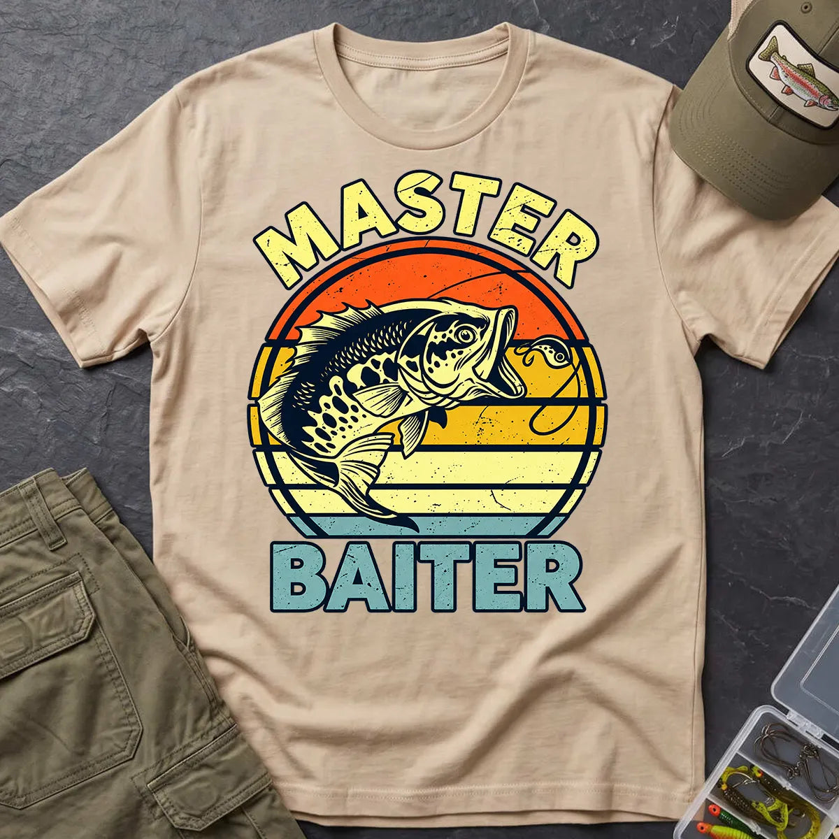 Master Baiter Fishing T-Shirt in Sand