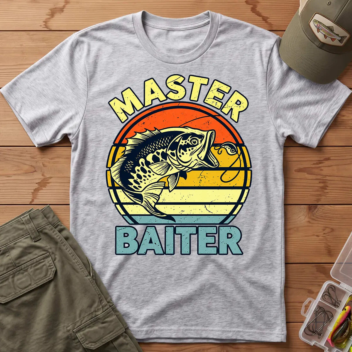 Master Baiter Fishing T-Shirt in Sport Grey