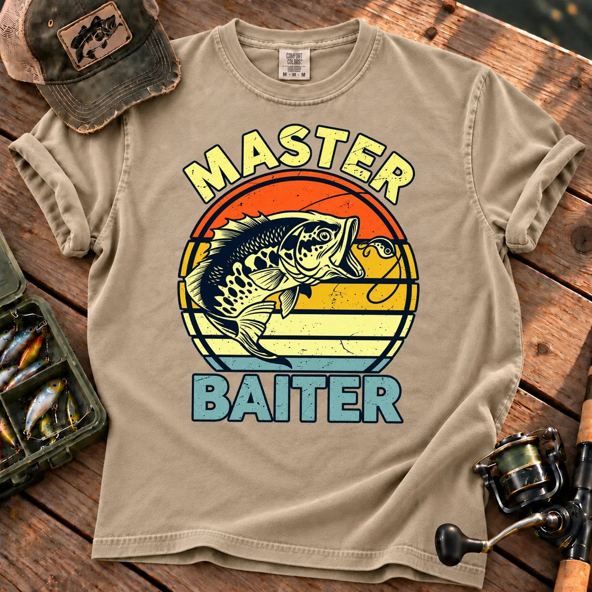 Master Baiter Fishing T-Shirt in Sandstone