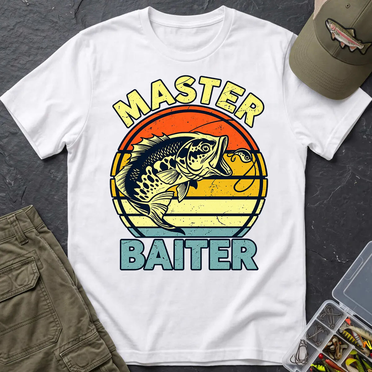 Master Baiter Fishing T-Shirt in White