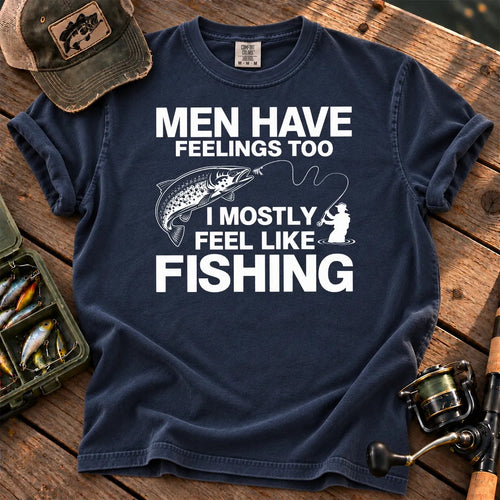 Men Have Feelings Too Fishing T-Shirt in True Navy