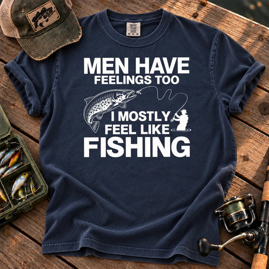 Men Have Feelings Too Fishing T-Shirt in True Navy