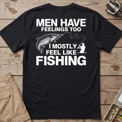 Men Have Feelings Too Fishing T-Shirt in Black