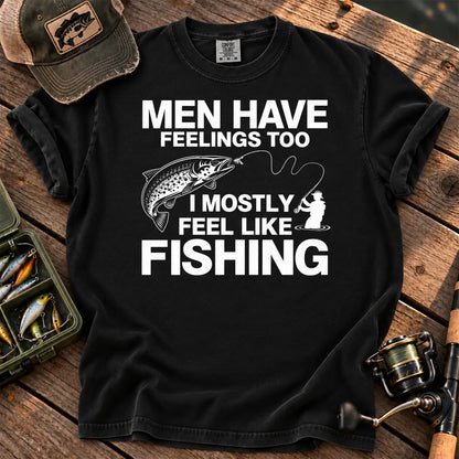 Men Have Feelings Too Fishing T-Shirt in Black