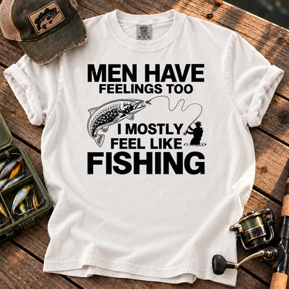 Men Have Feelings Too Fishing T-Shirt in White
