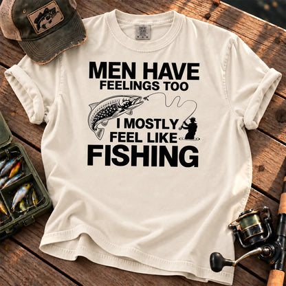 Men Have Feelings Too Fishing T-Shirt in Ivory