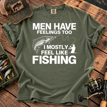 Men Have Feelings Too Fishing T-Shirt in Moss