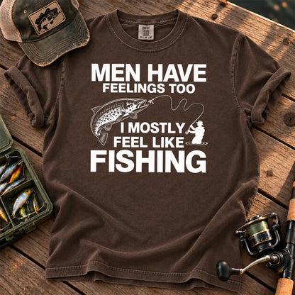 Men Have Feelings Too Fishing T-Shirt in Espresso