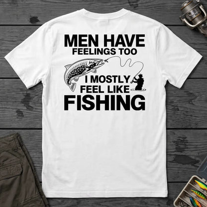 Men Have Feelings Too Fishing T-Shirt in White