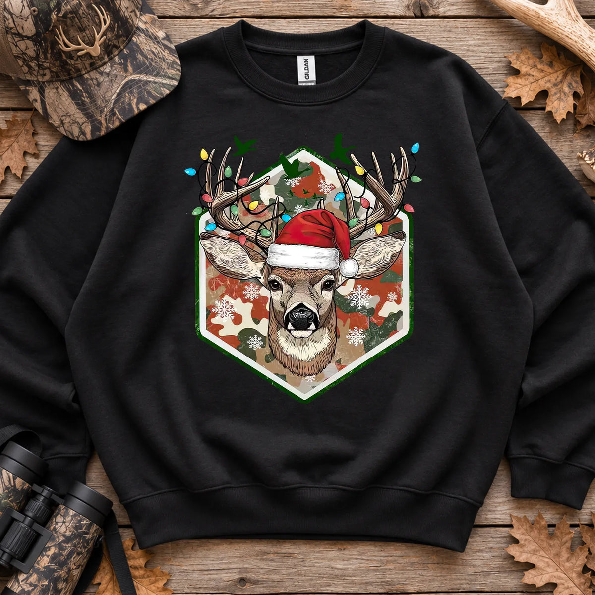 Merry and Bright Deer Sweatshirt in Black