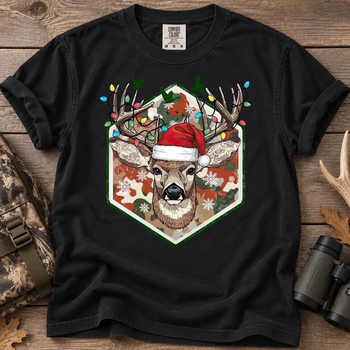 Merry and Bright Deer T-Shirt in Black