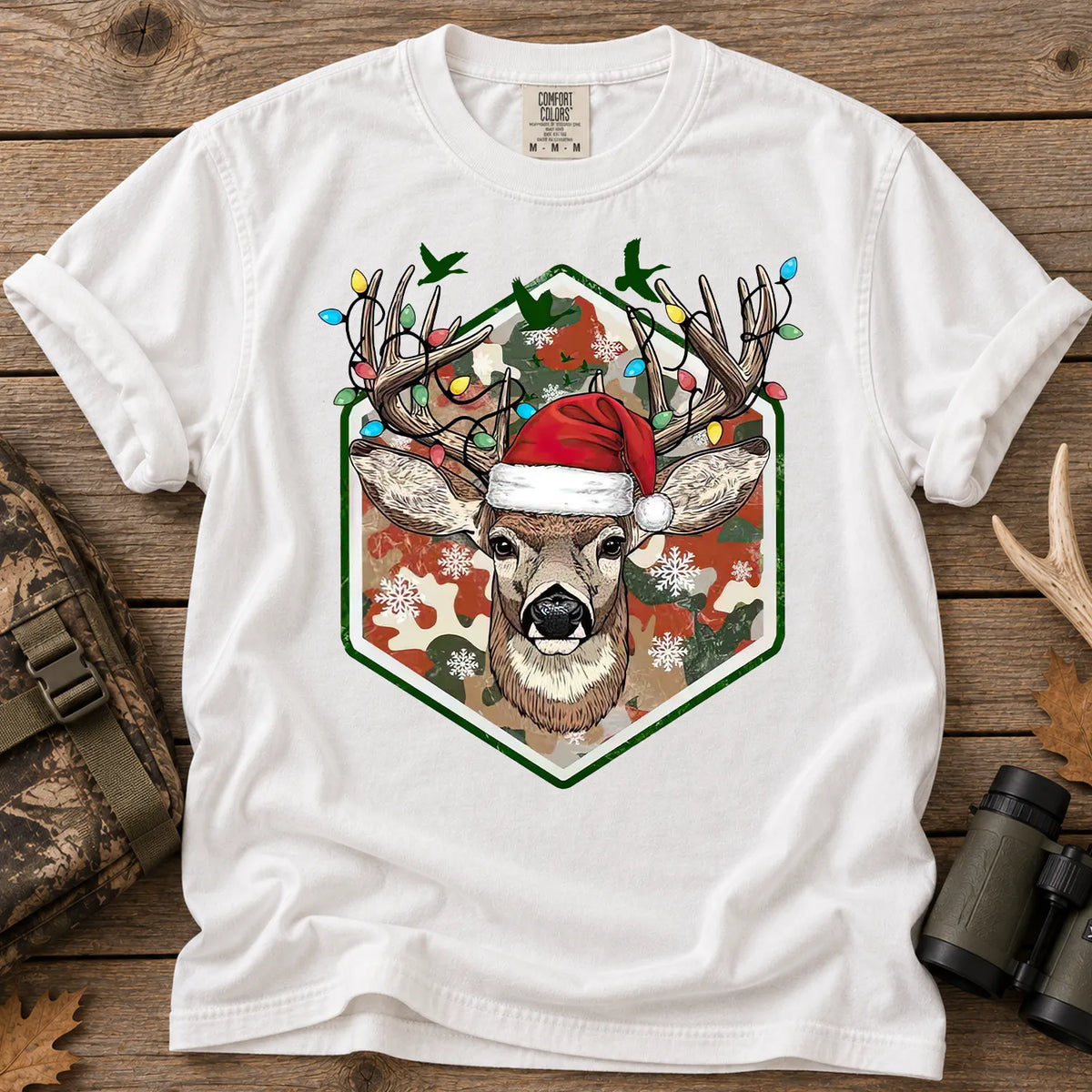 Merry and Bright Deer T-Shirt in White