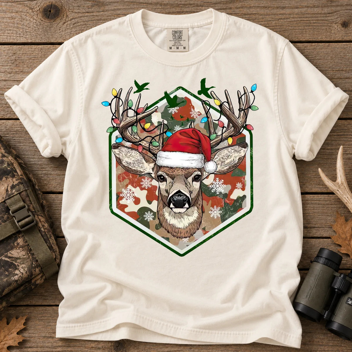 Merry and Bright Deer T-Shirt in Ivory