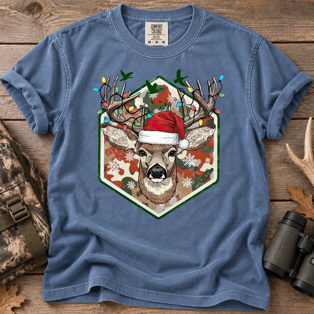 Merry and Bright Deer T-Shirt in Blue Jean