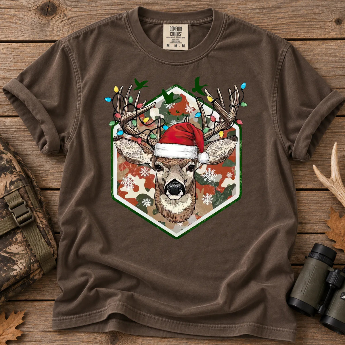 Merry and Bright Deer T-Shirt in Espresso