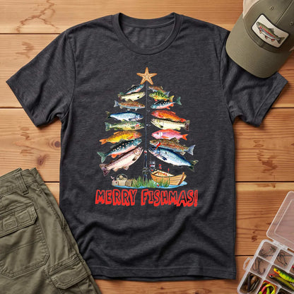 Merry Fishmas T-Shirt in Dark Heather