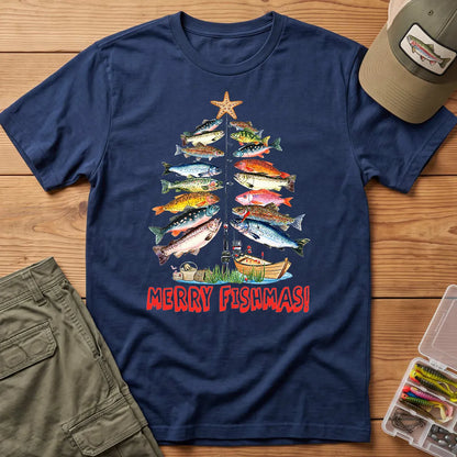 Merry Fishmas T-Shirt in Navy