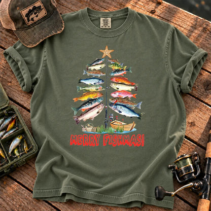 Merry Fishmas T-Shirt in Moss