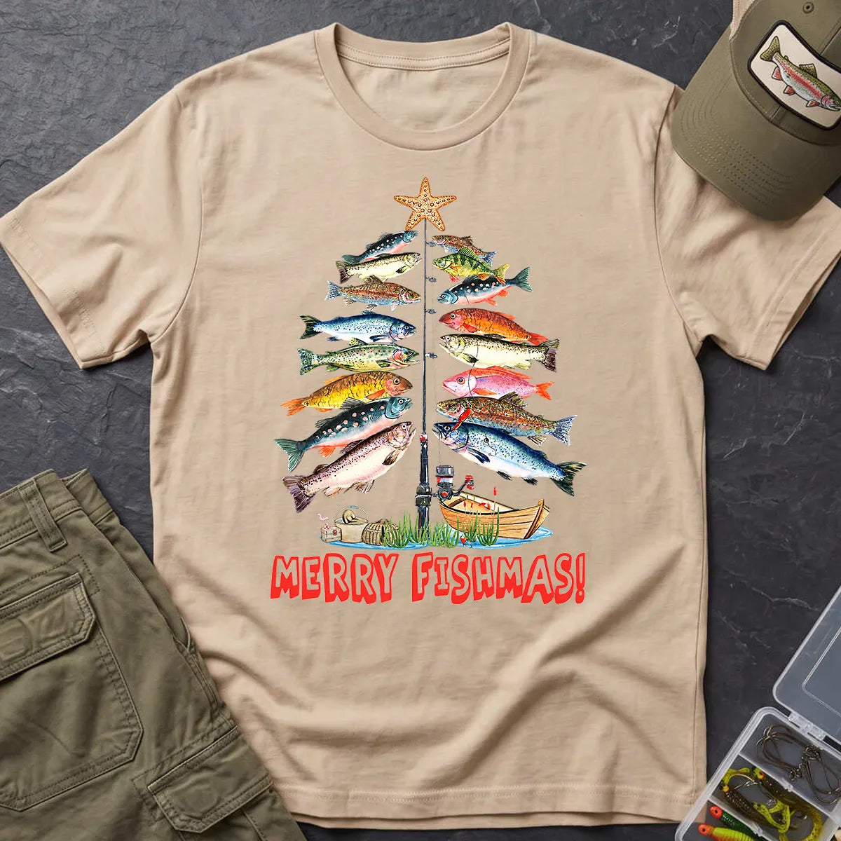Merry Fishmas T-Shirt in Sand
