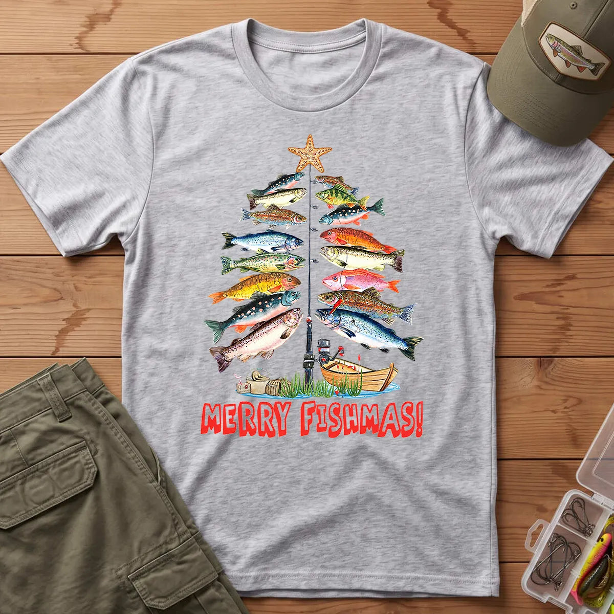 Merry Fishmas T-Shirt in Sport Grey