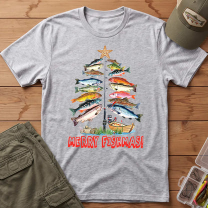 Merry Fishmas T-Shirt in Sport Grey